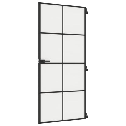 vidaXL Porte intérieure mince noir 93x201,5 cm verre trempé aluminium