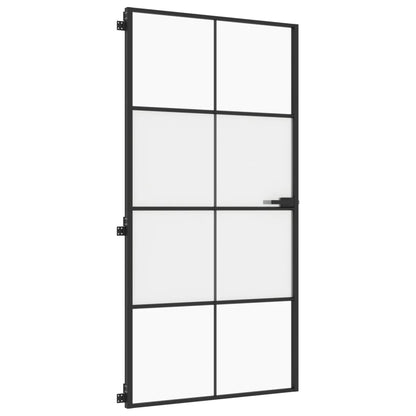 vidaXL Porte intérieure mince noir verre trempé aluminium