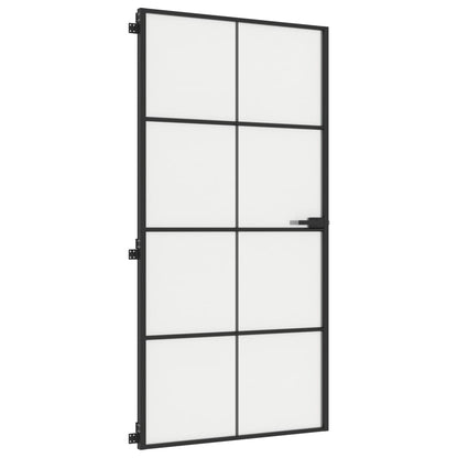 vidaXL Porte intérieure mince noir verre trempé aluminium