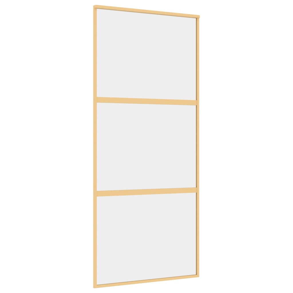 vidaXL Porte coulissante doré 90x205 cm verre ESG clair et aluminium