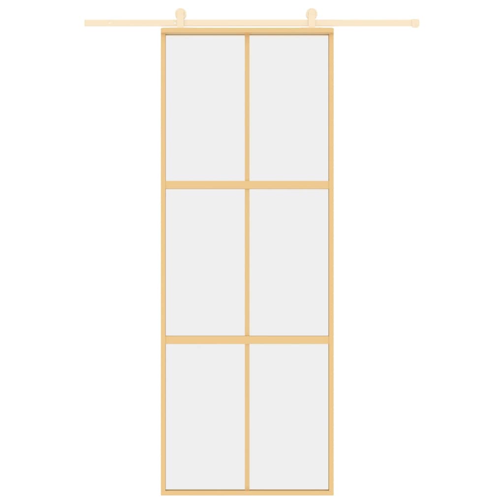vidaXL Porte coulissante doré 76x205 cm verre ESG clair et aluminium