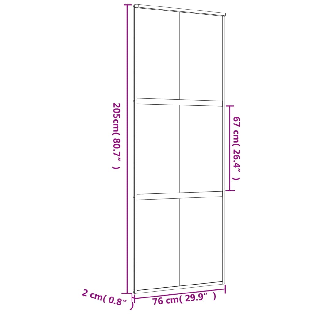 vidaXL Porte coulissante doré 76x205 cm verre ESG clair et aluminium