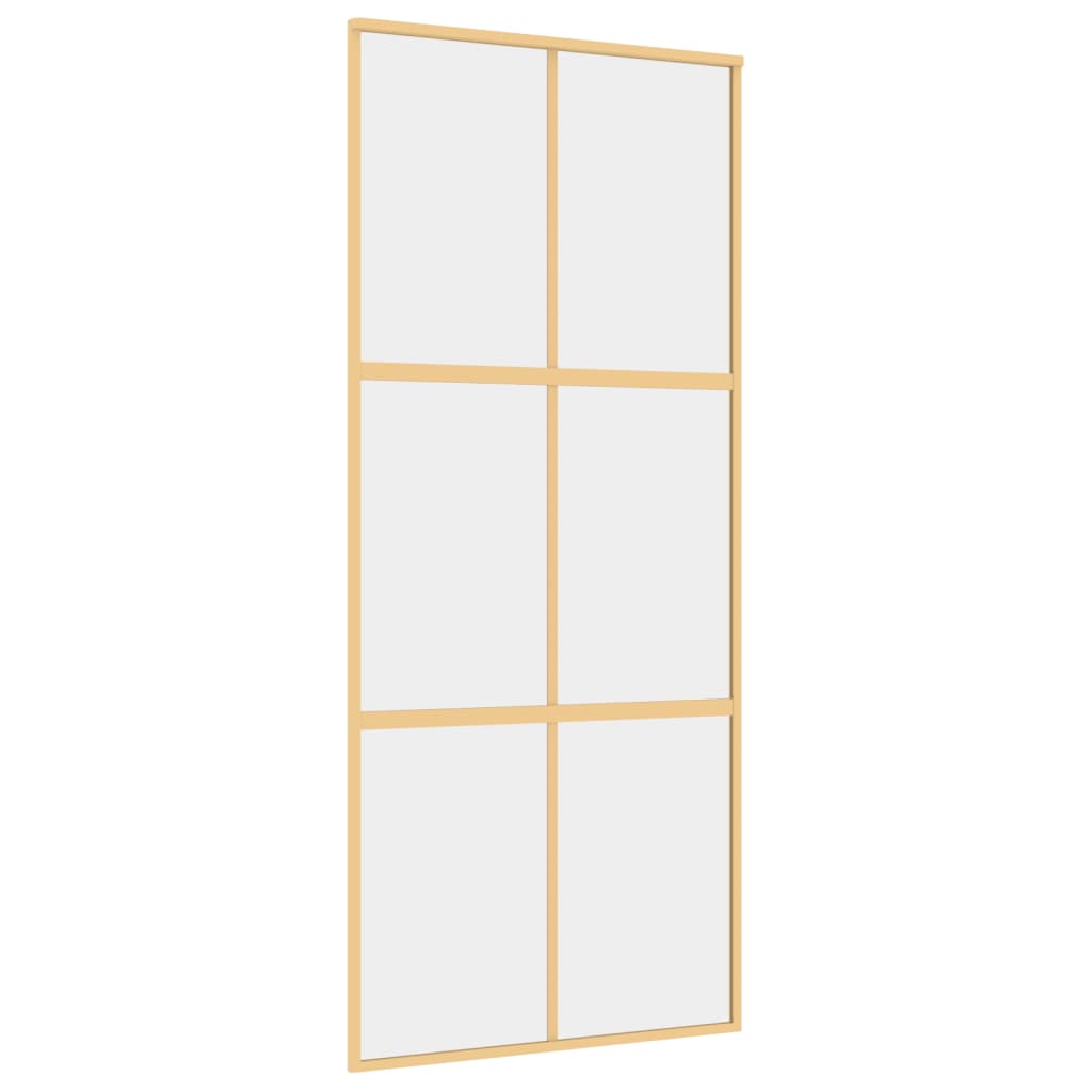 vidaXL Porte coulissante doré 90x205 cm verre ESG clair et aluminium
