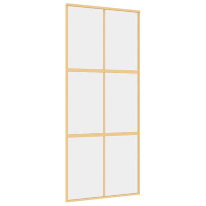 vidaXL Porte coulissante doré 90x205 cm verre ESG clair et aluminium