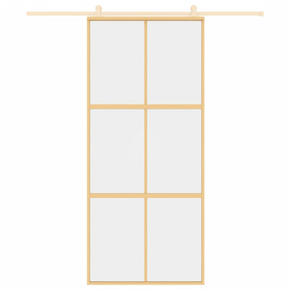 vidaXL Porte coulissante doré 90x205 cm verre ESG clair et aluminium
