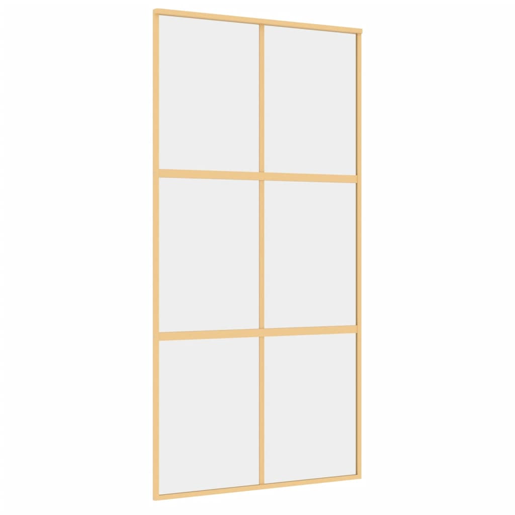 vidaXL Porte coulissante doré 102,5x205cm verre ESG clair et aluminium