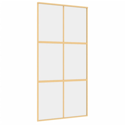vidaXL Porte coulissante doré 102,5x205cm verre ESG clair et aluminium