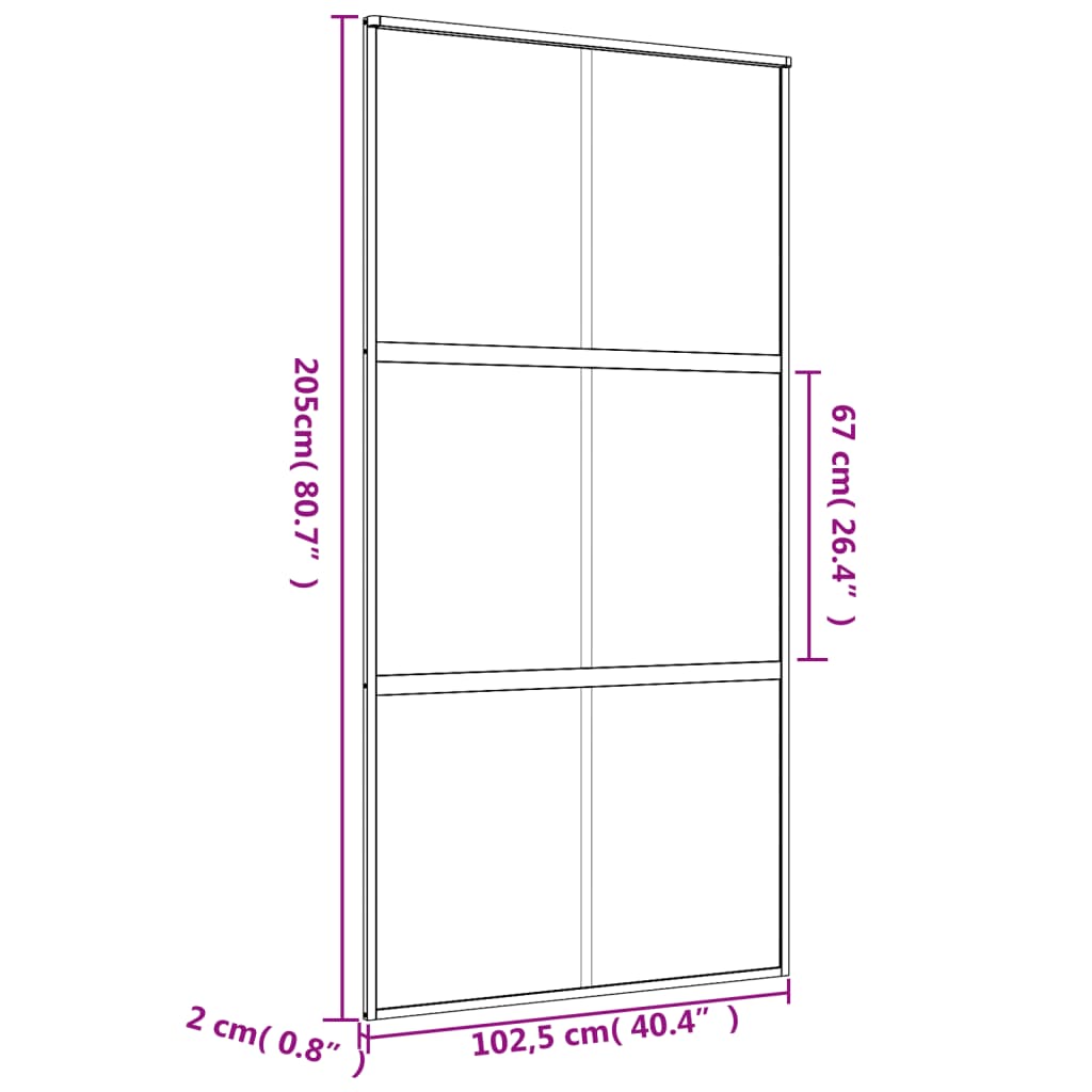 vidaXL Porte coulissante doré 102,5x205 cm verre ESG dépoli aluminium