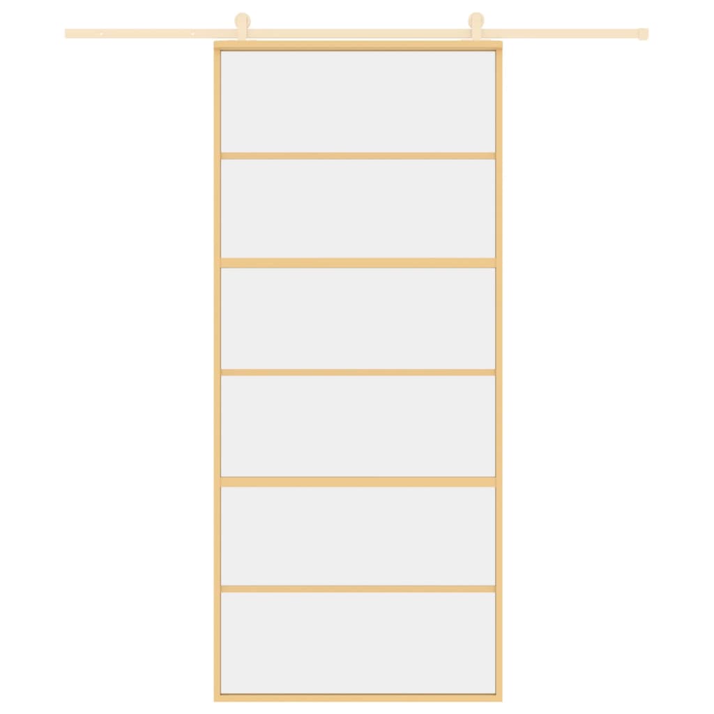 vidaXL Porte coulissante doré 90x205 cm verre ESG clair et aluminium