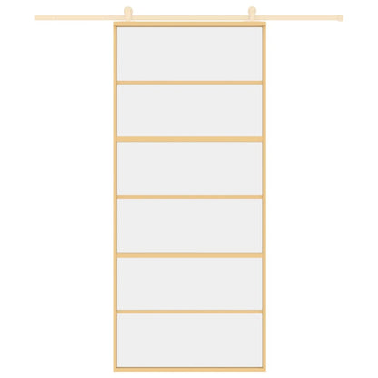 vidaXL Porte coulissante doré 90x205 cm verre ESG clair et aluminium