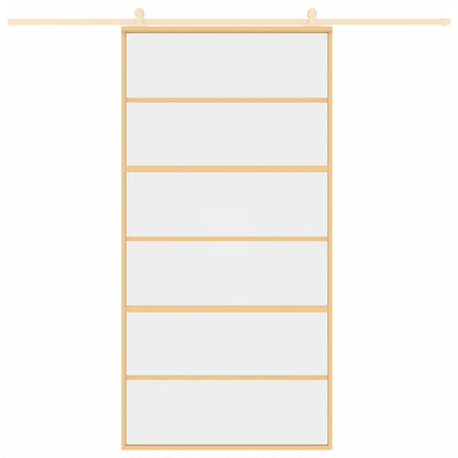 vidaXL Porte coulissante doré 102,5x205cm verre ESG clair et aluminium