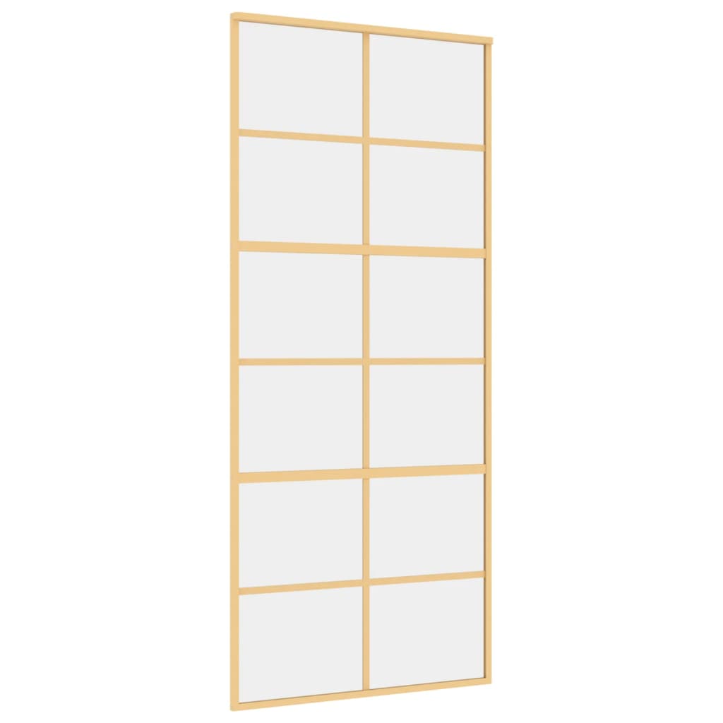 vidaXL Porte coulissante doré 90x205 cm verre ESG clair et aluminium