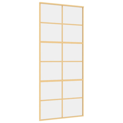 vidaXL Porte coulissante doré 90x205 cm verre ESG clair et aluminium