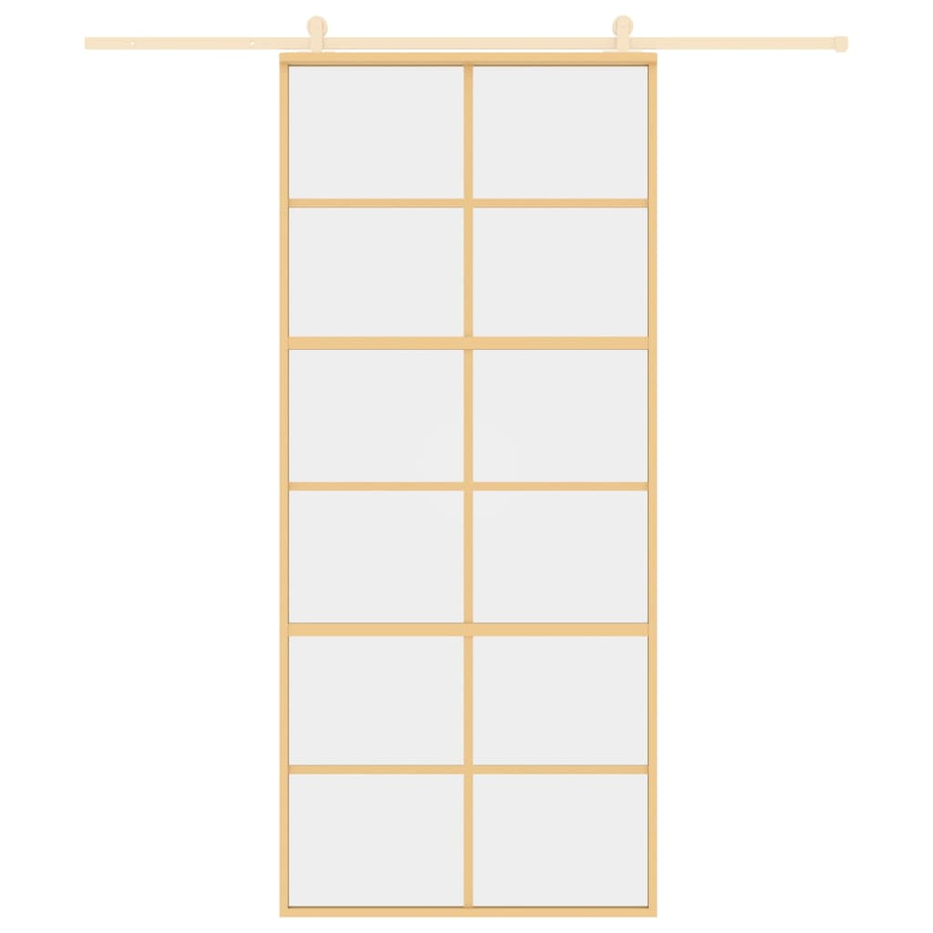 vidaXL Porte coulissante doré 90x205 cm verre ESG clair et aluminium