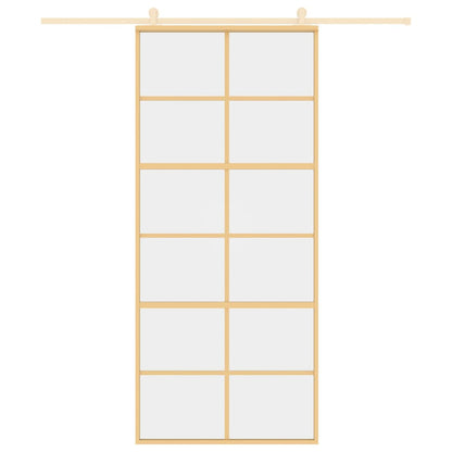 vidaXL Porte coulissante doré 90x205 cm verre ESG clair et aluminium