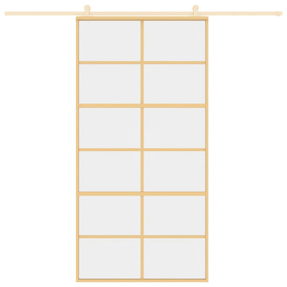 vidaXL Porte coulissante doré 102,5x205cm verre ESG clair et aluminium