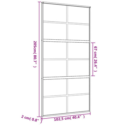 vidaXL Porte coulissante doré 102,5x205cm verre ESG clair et aluminium