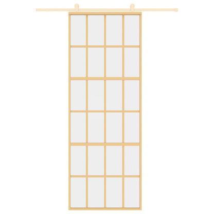 vidaXL Porte coulissante doré 76x205 cm verre ESG clair et aluminium