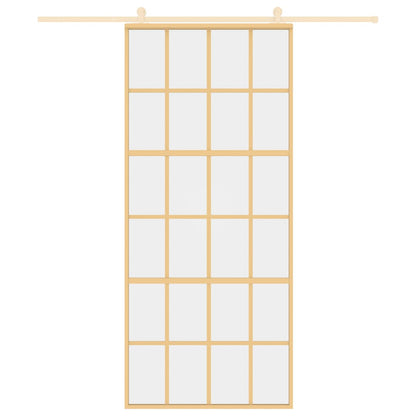 vidaXL Porte coulissante doré 90x205 cm verre ESG clair et aluminium