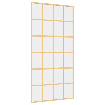 vidaXL Porte coulissante doré 102,5x205cm verre ESG clair et aluminium