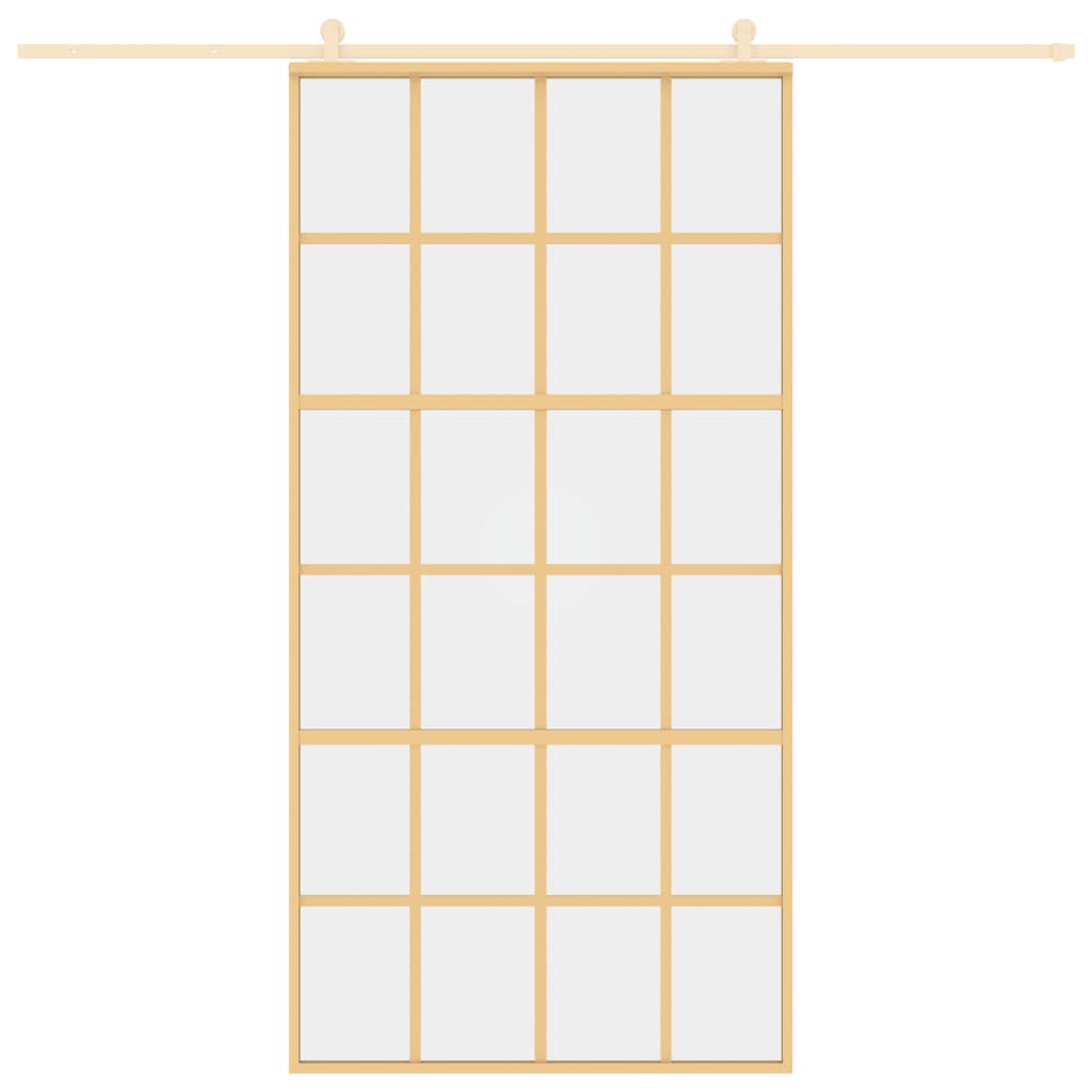 vidaXL Porte coulissante doré 102,5x205cm verre ESG clair et aluminium