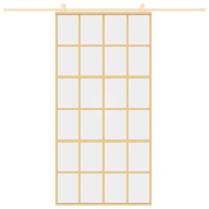 vidaXL Porte coulissante doré 102,5x205cm verre ESG clair et aluminium