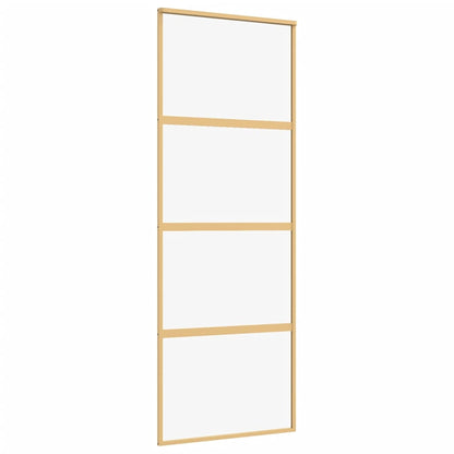 vidaXL Porte coulissante doré 76x205 cm verre ESG clair et aluminium