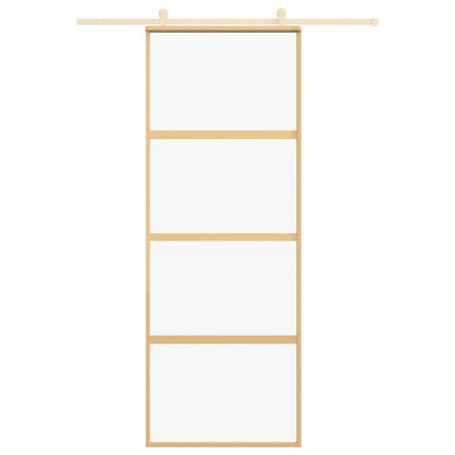 vidaXL Porte coulissante doré 76x205 cm verre ESG clair et aluminium