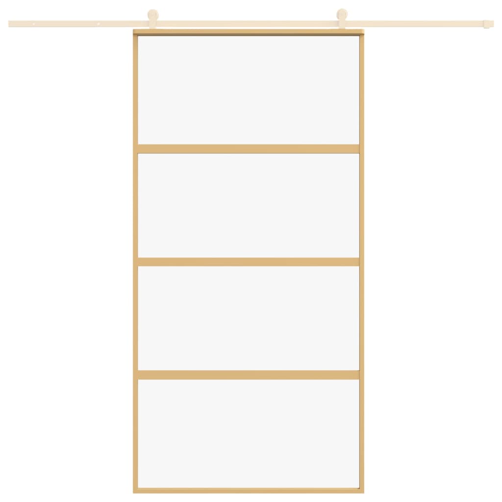 vidaXL Porte coulissante doré 102,5x205cm verre ESG clair et aluminium