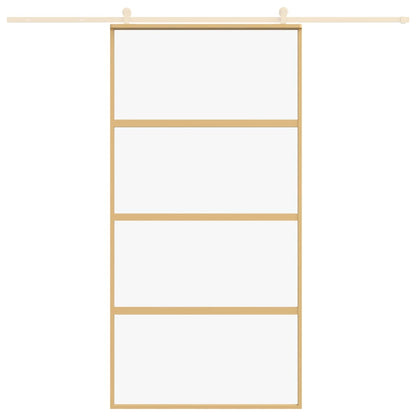 vidaXL Porte coulissante doré 102,5x205cm verre ESG clair et aluminium