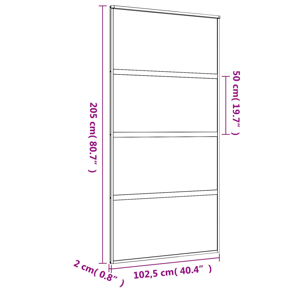 vidaXL Porte coulissante doré 102,5x205cm verre ESG clair et aluminium