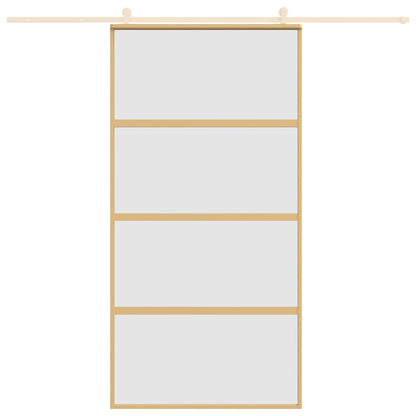vidaXL Porte coulissante doré 102,5x205 cm verre ESG dépoli aluminium