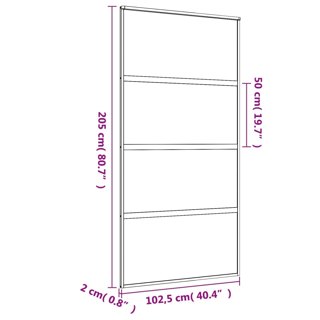 vidaXL Porte coulissante doré 102,5x205 cm verre ESG dépoli aluminium