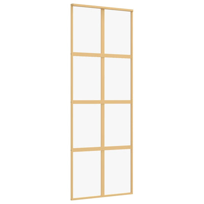 vidaXL Porte coulissante doré 76x205 cm verre ESG clair et aluminium
