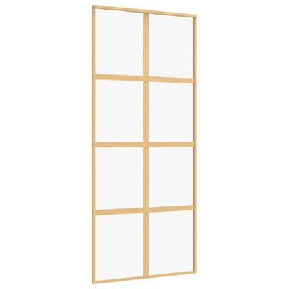 vidaXL Porte coulissante doré 90x205 cm verre ESG clair et aluminium