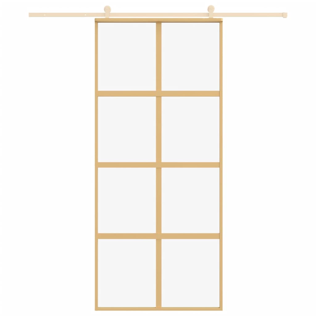 vidaXL Porte coulissante doré 90x205 cm verre ESG clair et aluminium