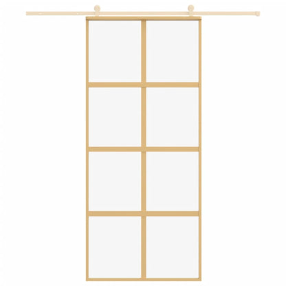 vidaXL Porte coulissante doré 90x205 cm verre ESG clair et aluminium