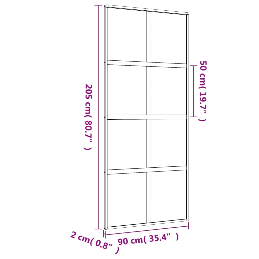 vidaXL Porte coulissante doré 90x205 cm verre ESG clair et aluminium
