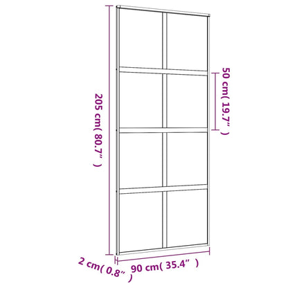 vidaXL Porte coulissante doré 90x205 cm verre ESG clair et aluminium