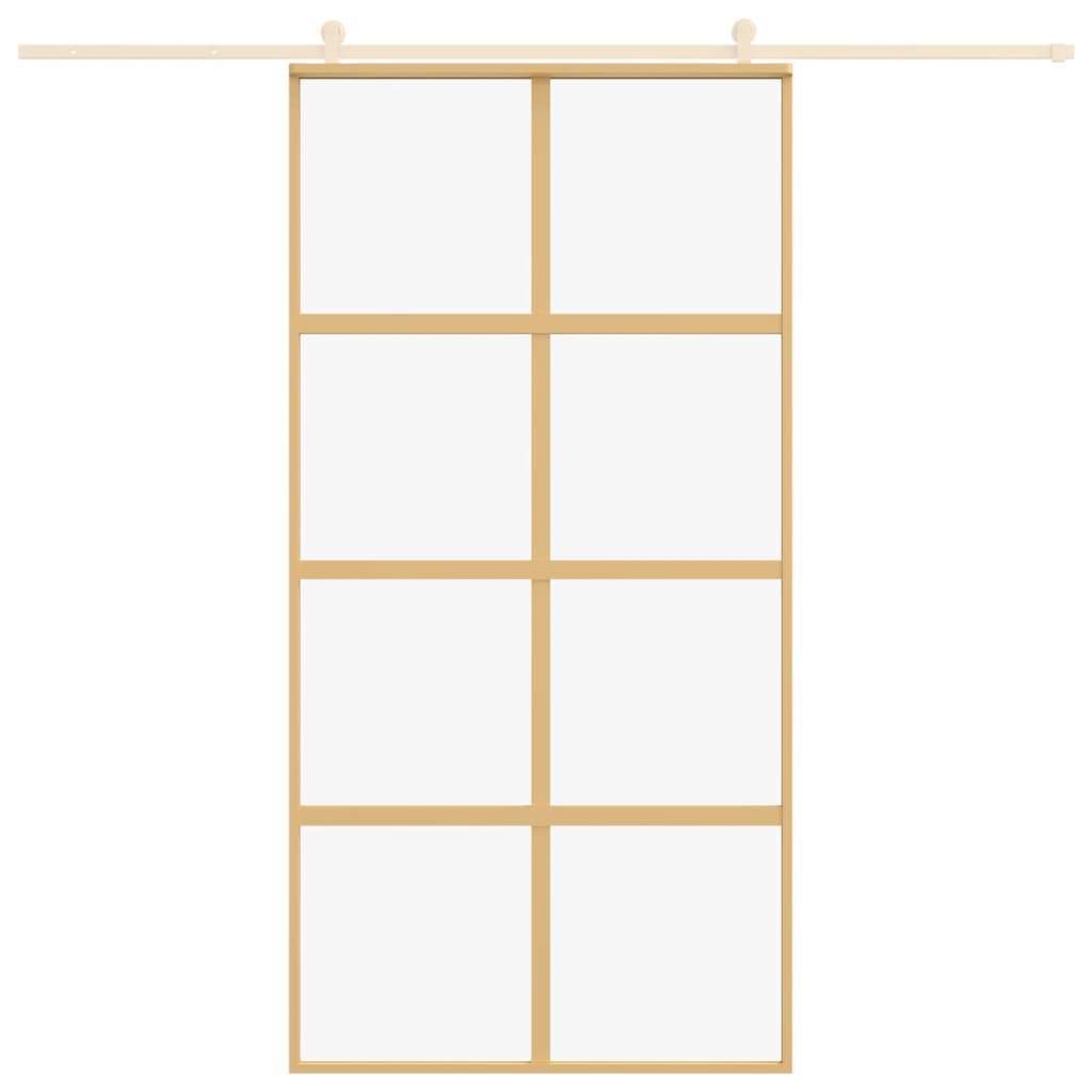 vidaXL Porte coulissante doré 102,5x205cm verre ESG clair et aluminium