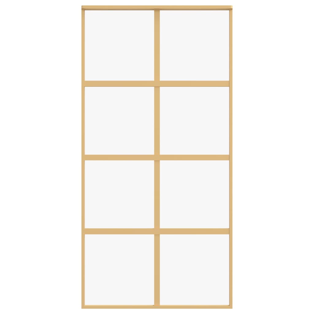 vidaXL Porte coulissante doré 102,5x205cm verre ESG clair et aluminium