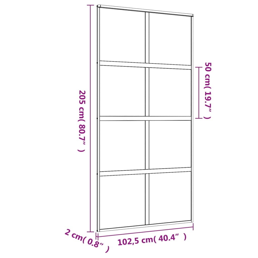 vidaXL Porte coulissante doré 102,5x205cm verre ESG clair et aluminium