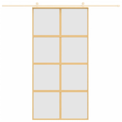 vidaXL Porte coulissante doré 102,5x205 cm verre ESG dépoli aluminium