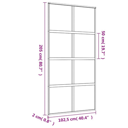vidaXL Porte coulissante doré 102,5x205 cm verre ESG dépoli aluminium