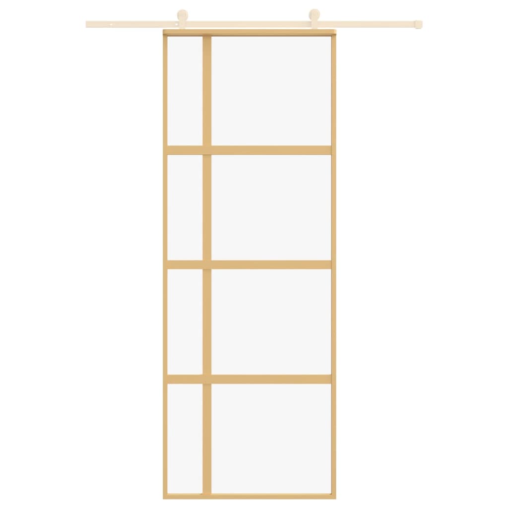 vidaXL Porte coulissante doré 76x205 cm verre ESG clair et aluminium