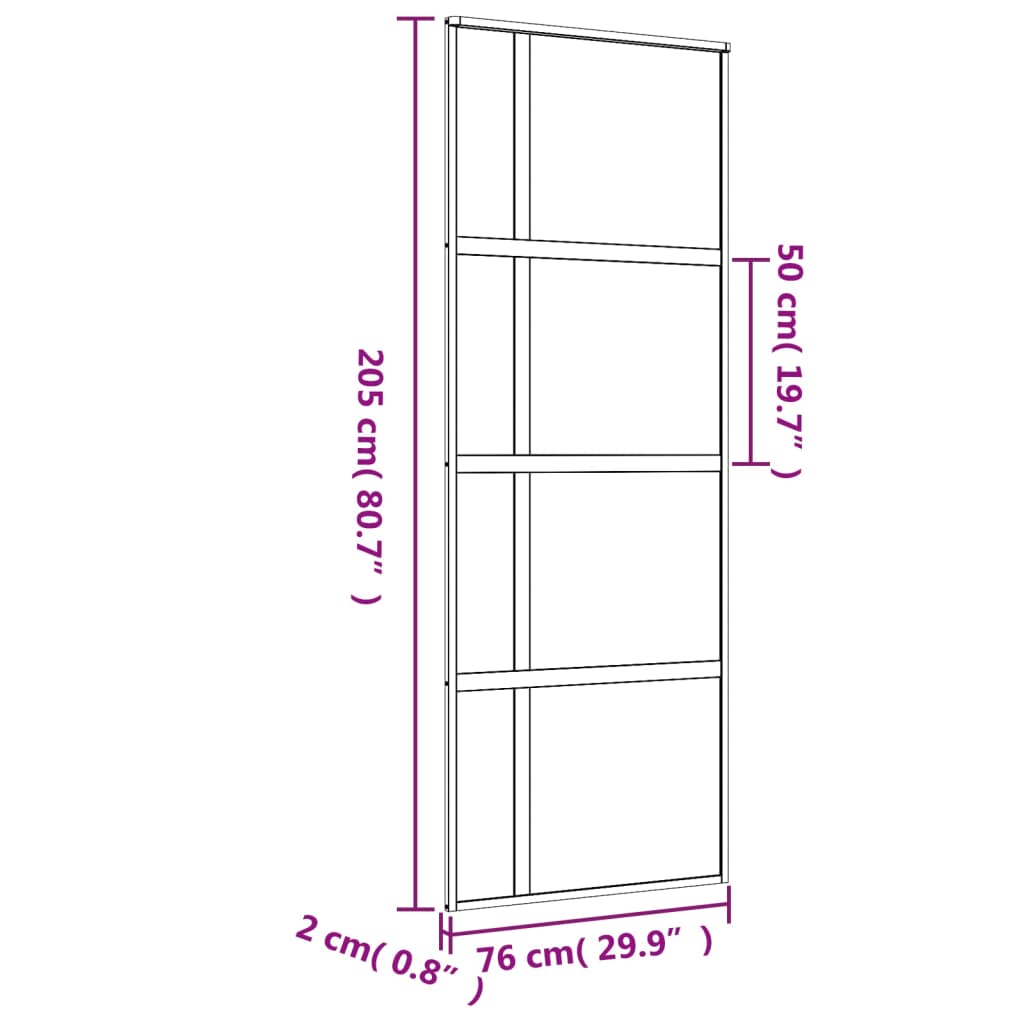 vidaXL Porte coulissante doré 76x205 cm verre ESG clair et aluminium