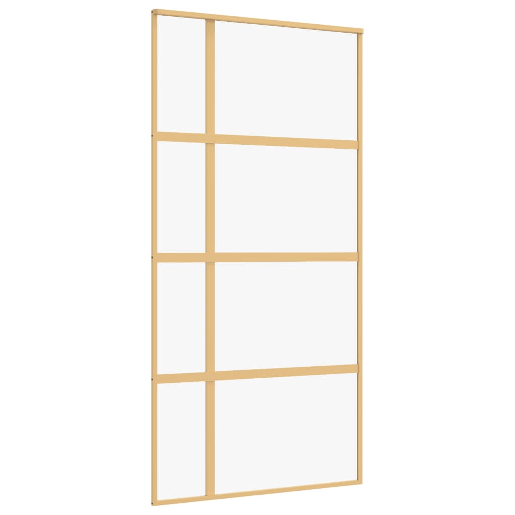 vidaXL Porte coulissante doré 102,5x205cm verre ESG clair et aluminium