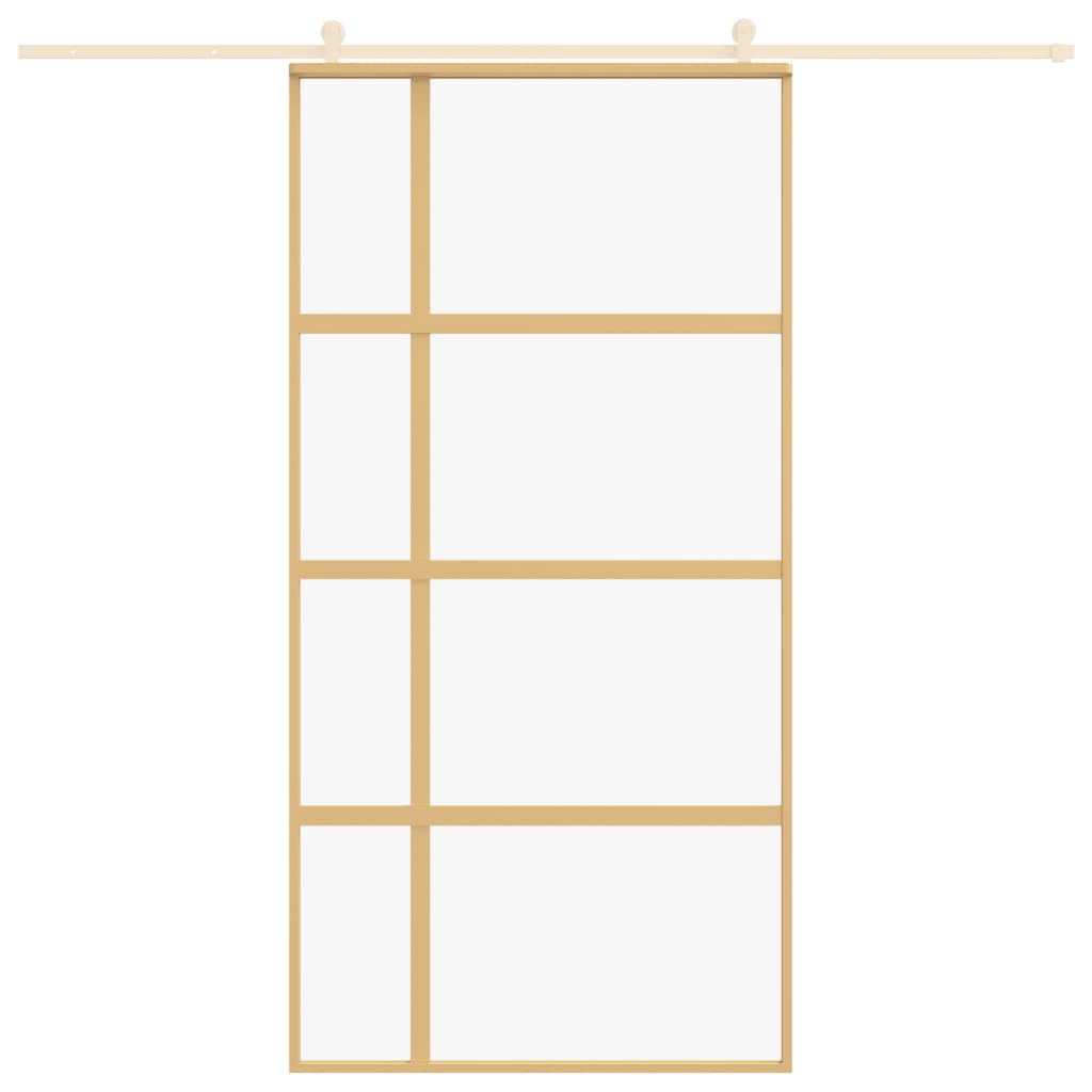 vidaXL Porte coulissante doré 102,5x205cm verre ESG clair et aluminium