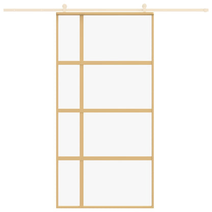 vidaXL Porte coulissante doré 102,5x205cm verre ESG clair et aluminium