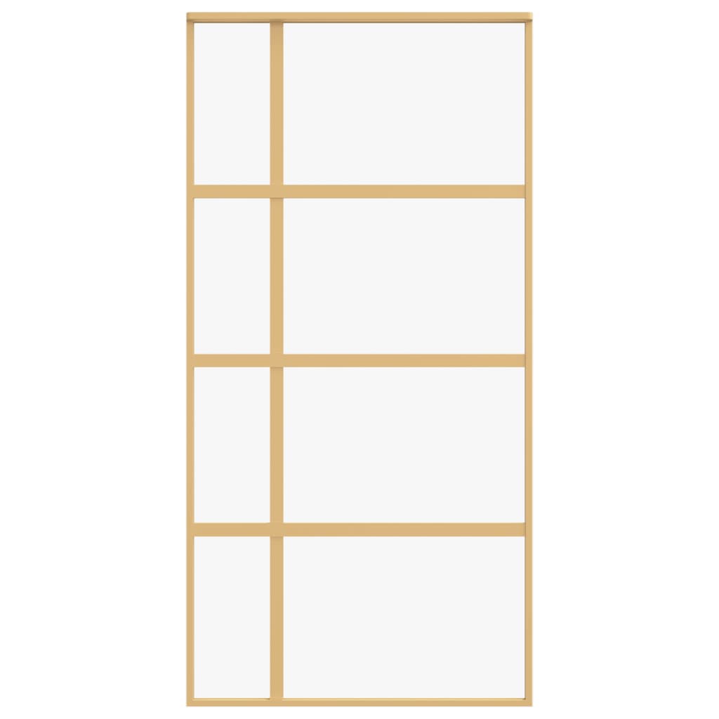 vidaXL Porte coulissante doré 102,5x205cm verre ESG clair et aluminium